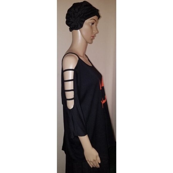 Pumpkin Face Open Shoulder Top - Picture 5 of 6